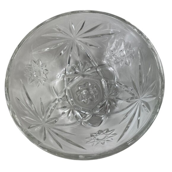 Anchor Hocking Prescut Clear Glass Candy Dish & Lid Pressed Star/Fan Design - Picture 6 of 11